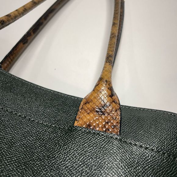 Coach Crossgrain Leather Green Snake Handle Casey Tote Carryall Bag Purse F31474 - Picture 6 of 14